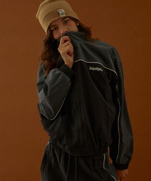 트레이크 5761A 오버핏 배색 블랙 셋업 트랙재킷