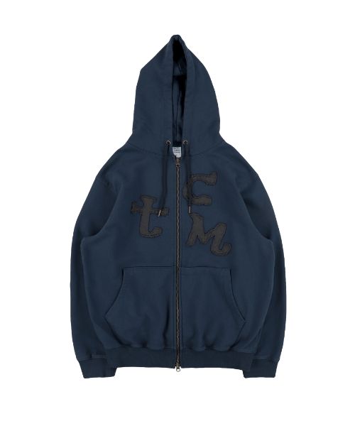 MUSINSA | THE COLDEST MOMENT TCM logo hooded zip-up (navy)