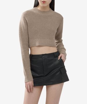 카야 캐시미어 크롭 니트 - 브라운 / 13661733600009