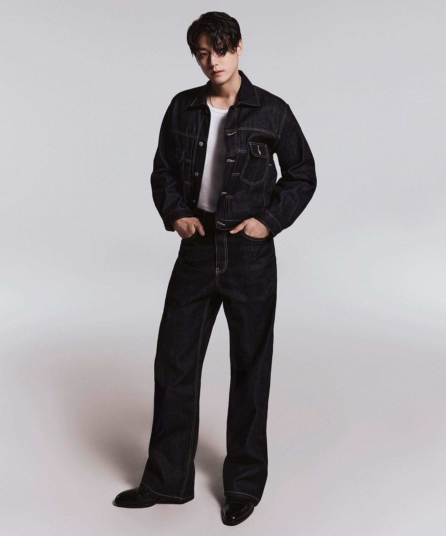 MUSINSA | MUSINSA STANDARD Selvedge wide denim pants [deep