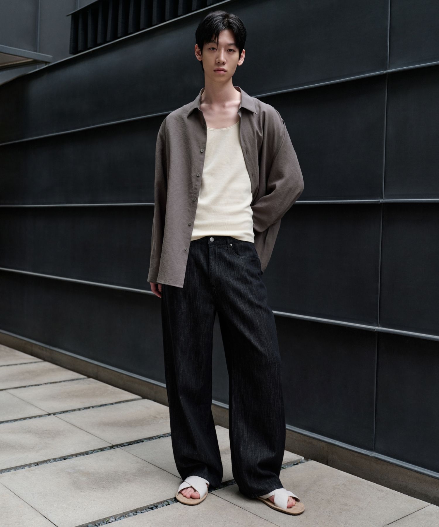 ★MUSINSA STANDARD★ Linen-like extra wide denim pants dark MUSINSA | MUSINSA STANDARD Linen-like extra wide denim pants