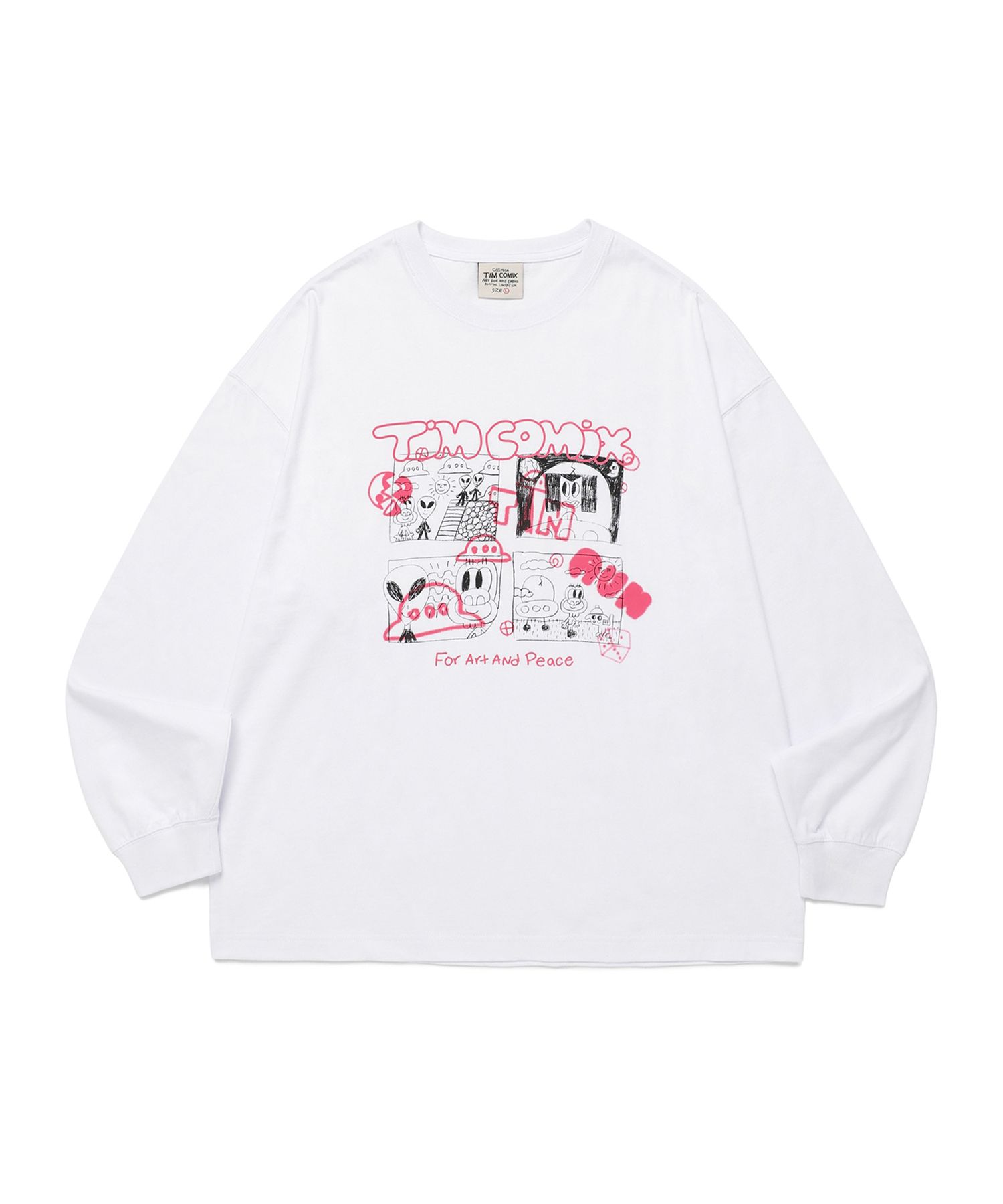 ★TIMCOMIX★ Comics spray cartoon graphic long sleeve white MUSINSA | TIMCOMIX Comics Spray Cartoon Graphic Long