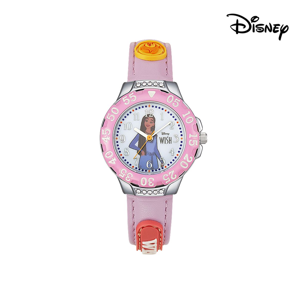 디즈니(Disney) 100주년 기념 애니메이션 위시 아샤 아동용 가죽밴드 손목시계 OW089AS