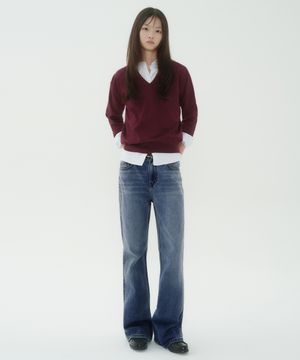 우먼즈 부츠 컷 데님 팬츠 [미디엄 인디고]