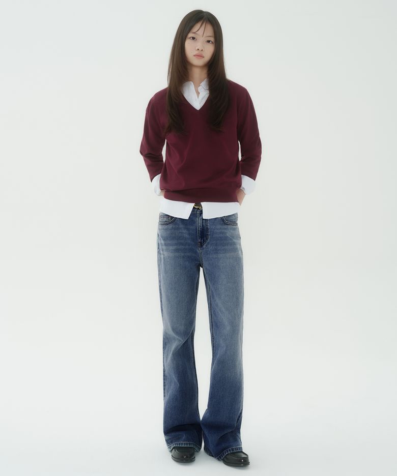 우먼즈 부츠 컷 데님 팬츠 [미디엄 인디고]