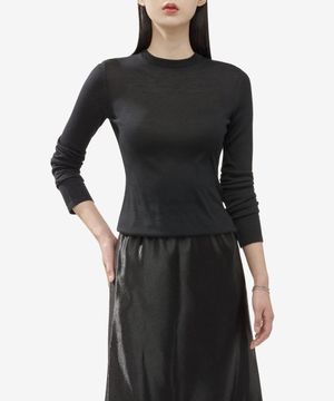 캐시미어 울 실크 블랜드 니트 - 블랙 / 766929YAPK21000