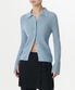 우먼즈 버티컬 크로셰 슬림 칼라드 가디건 [스카이 블루]