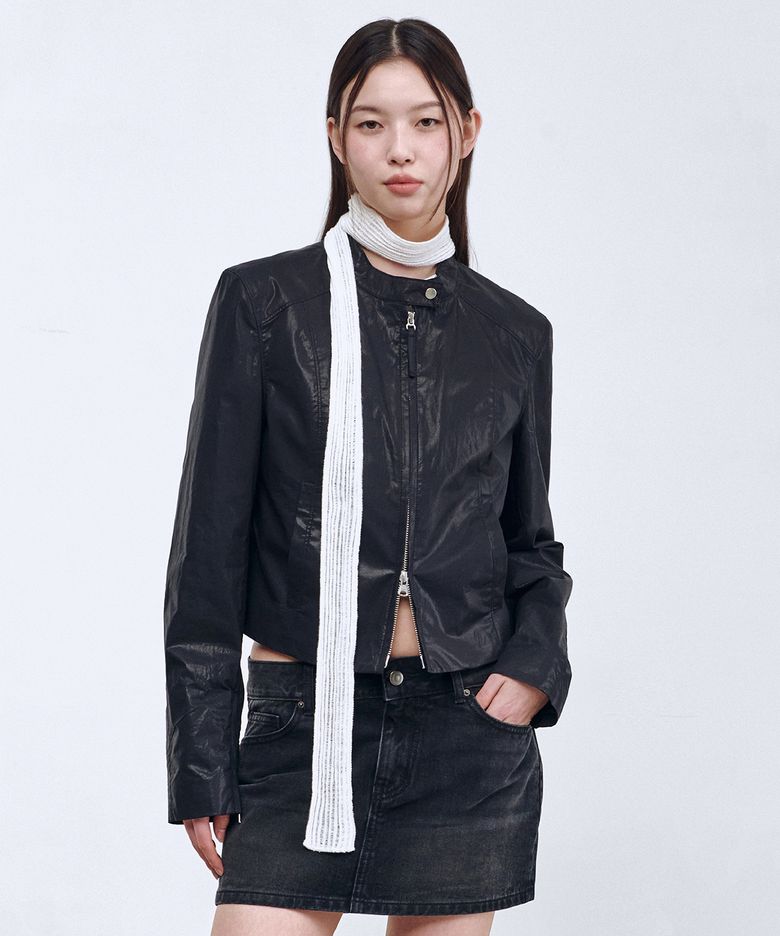 우먼즈 버티컬 크로셰 내로우 스카프 [아이보리]