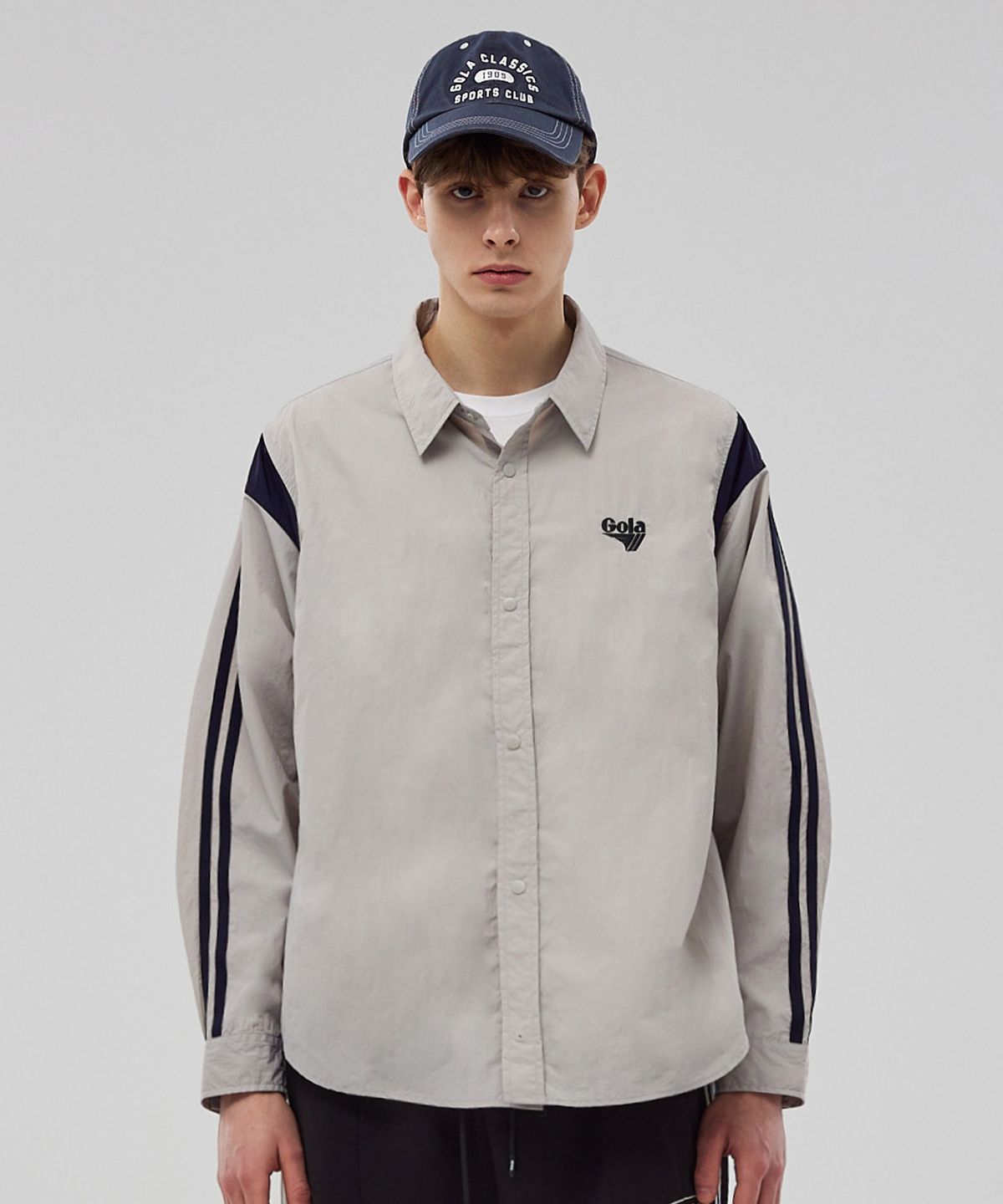 골라(GOLA) TRACK COLOR BLOCK SHIRTS [LIGHT GRAY]