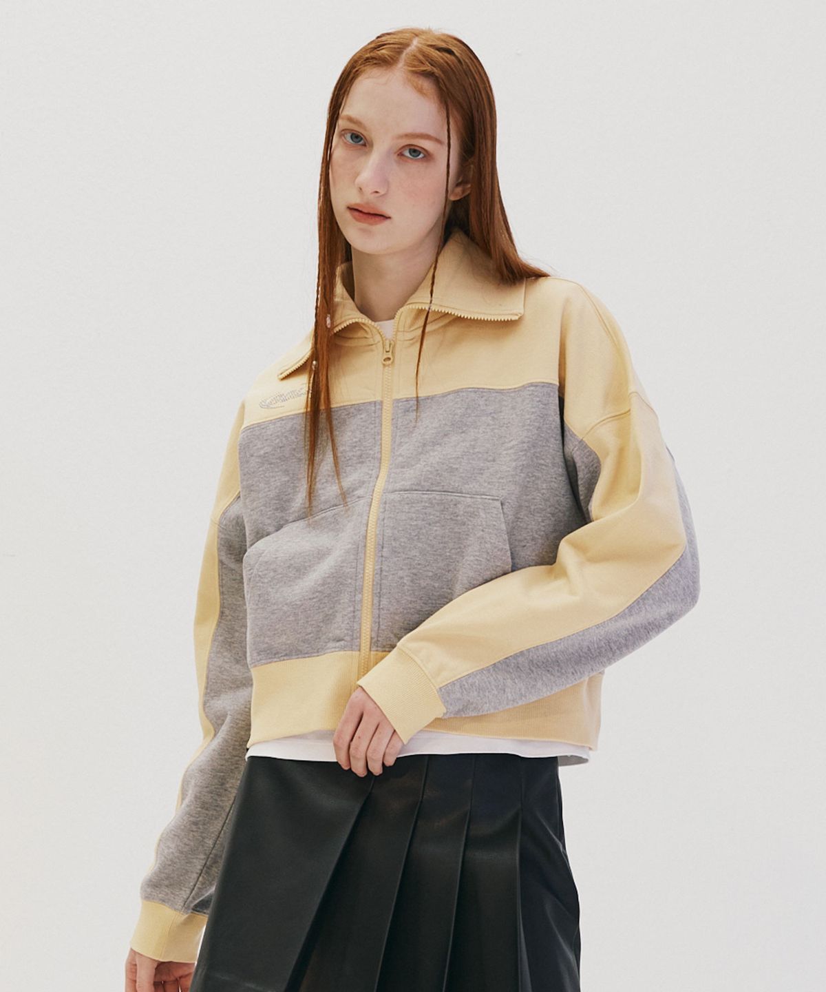골라(GOLA) W COLOR BLOCK ZIP-UP SWEATSHIRTS [YELLOW]