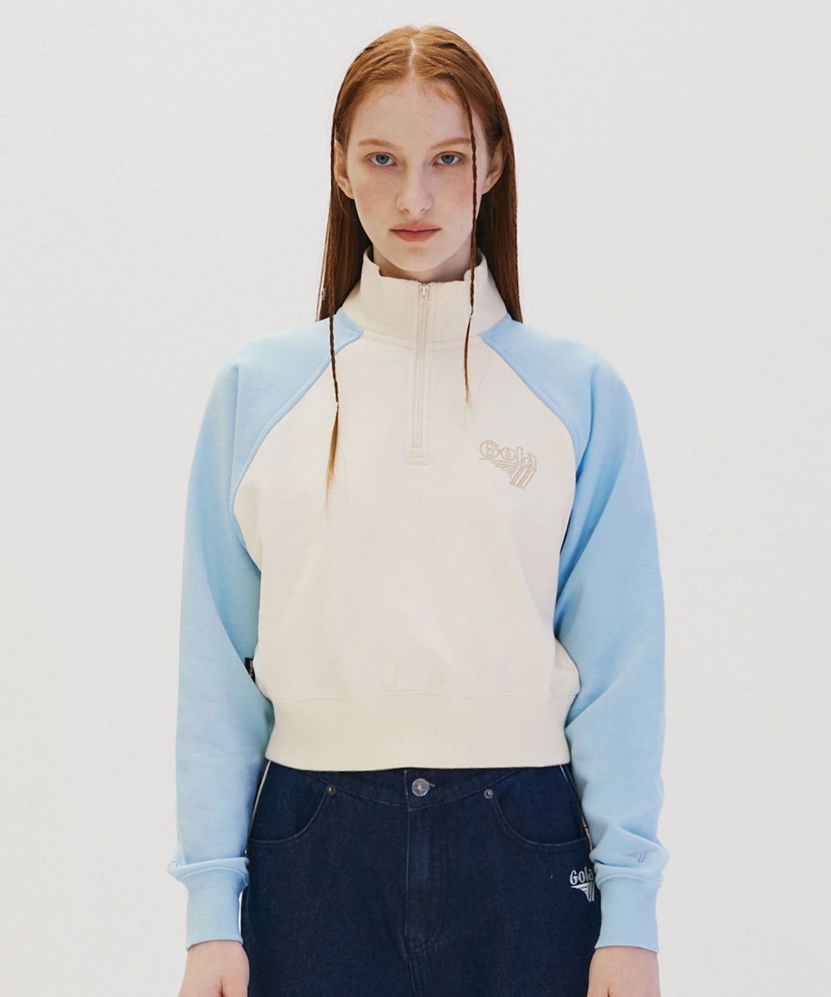골라(GOLA) W RAGLAN COLOR BLOCK SWEATSHIRTS [CREAM]