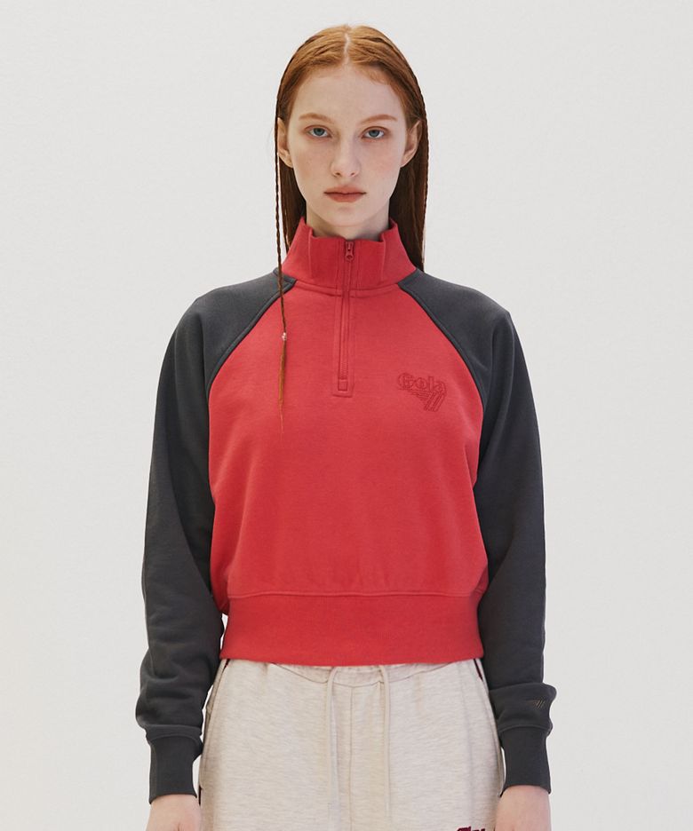 W RAGLAN COLOR BLOCK SWEATSHIRTS [PINK]