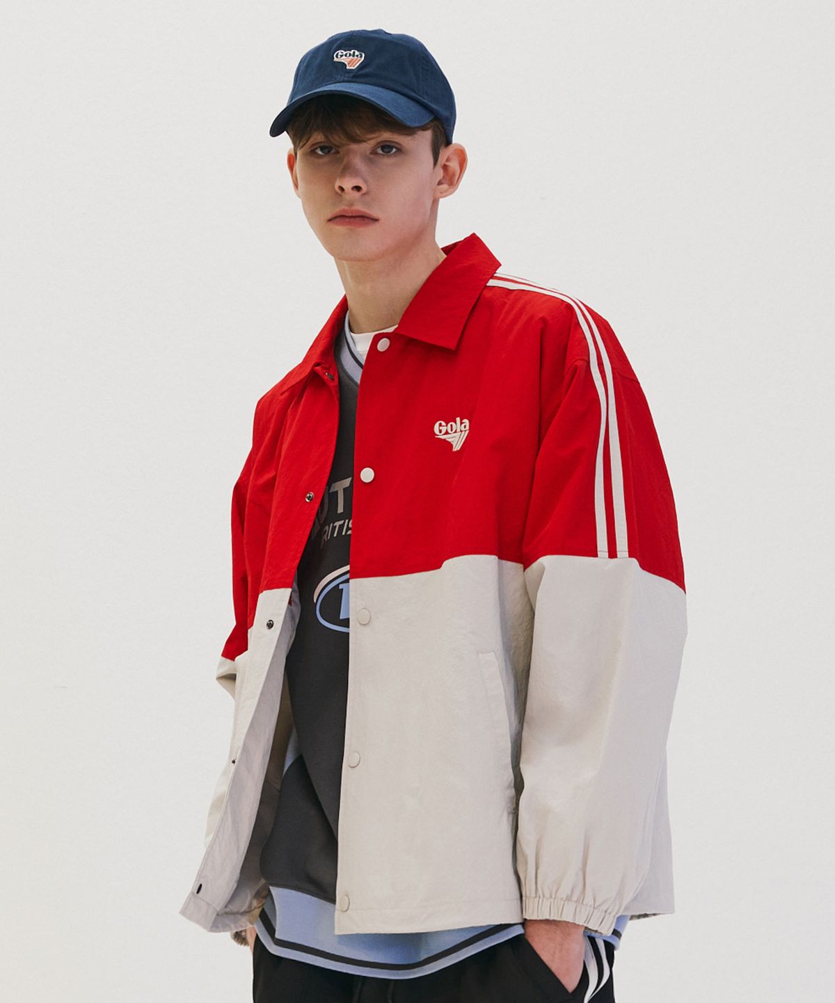 골라(GOLA) TRACK COLOR BLOCK JUMPER [RED]