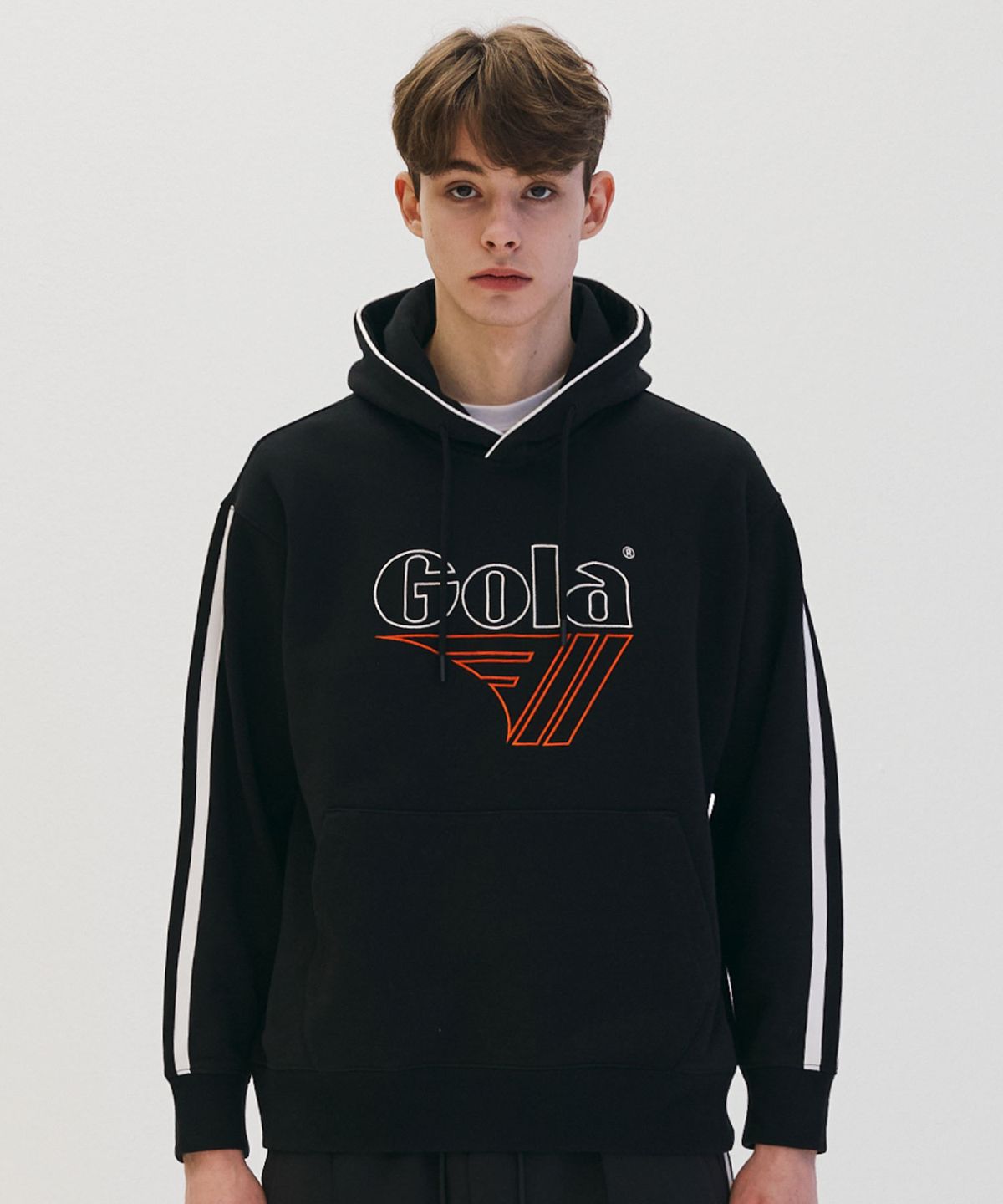 골라(GOLA) TRACK LOGO SWEAT HOODIE [BLACK]