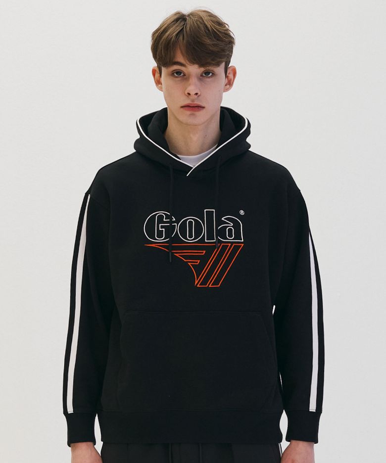 TRACK LOGO SWEAT HOODIE [BLACK]