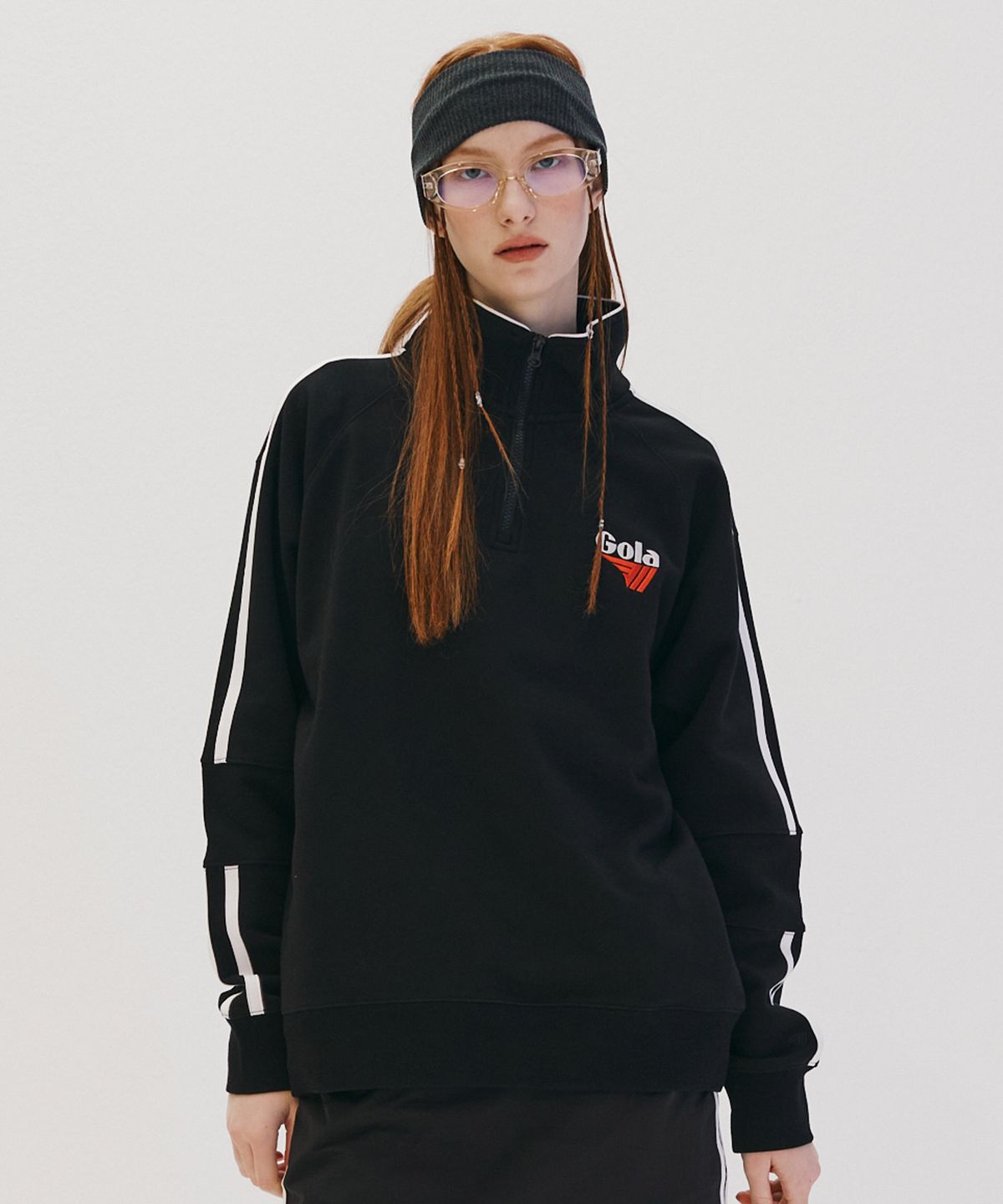 골라(GOLA) TRACK HALF ZIP-UP SWEATSHIRTS [BLACK]
