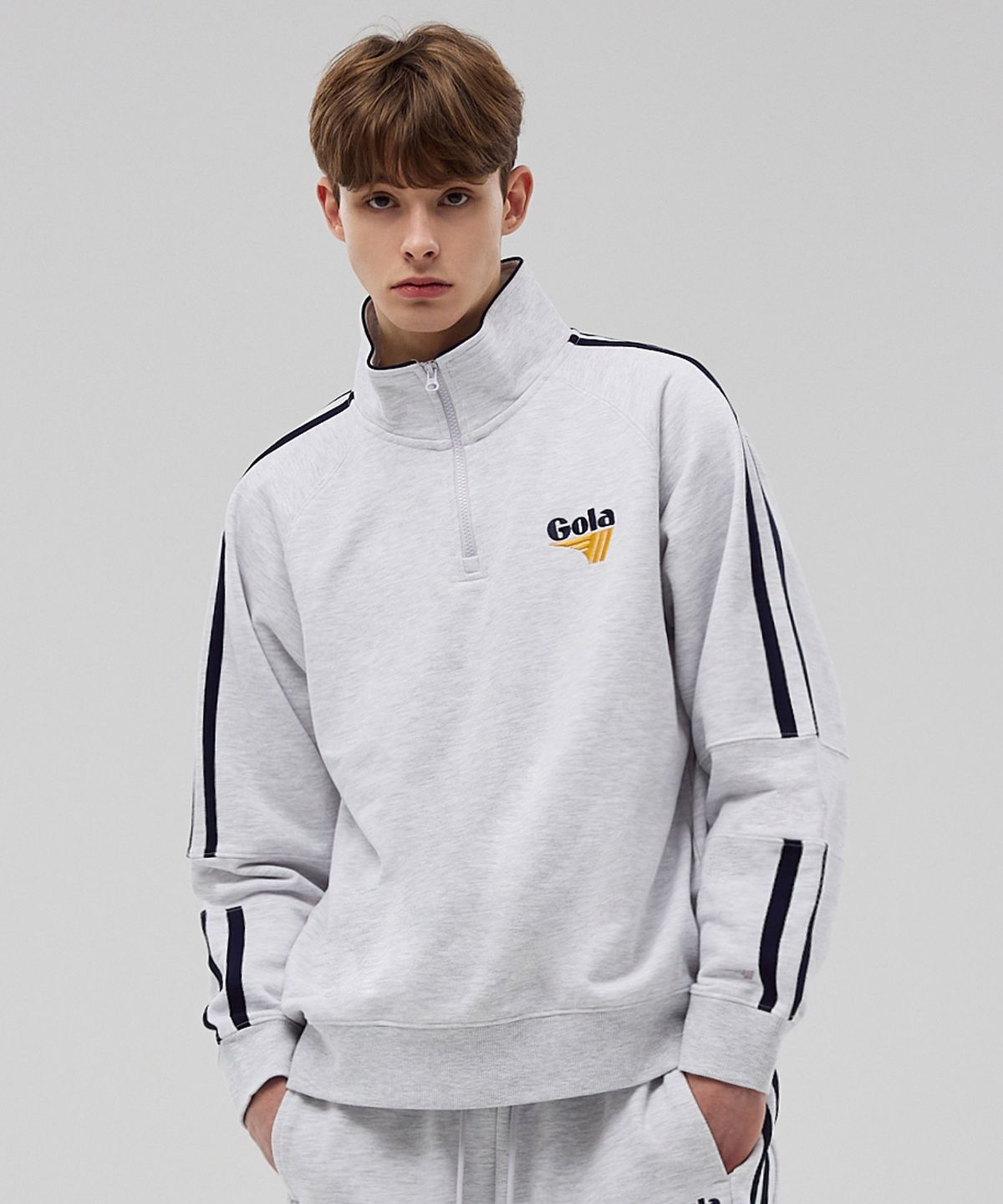 골라(GOLA) TRACK HALF ZIP-UP SWEATSHIRTS [LIGHT GRAY]
