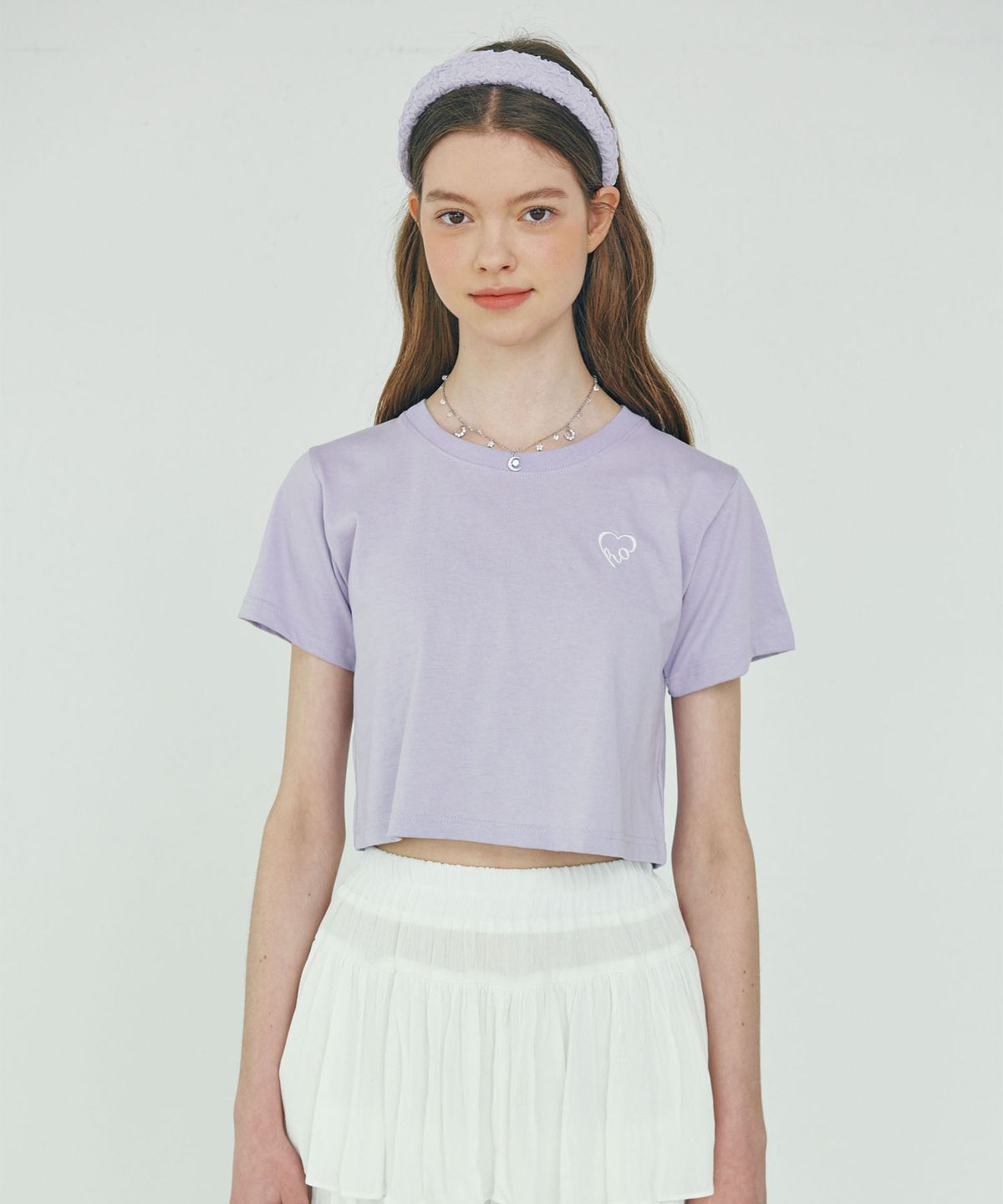 루루슈(LULUCHOU) LuluChou Heart Crop T-shirt - LILAC