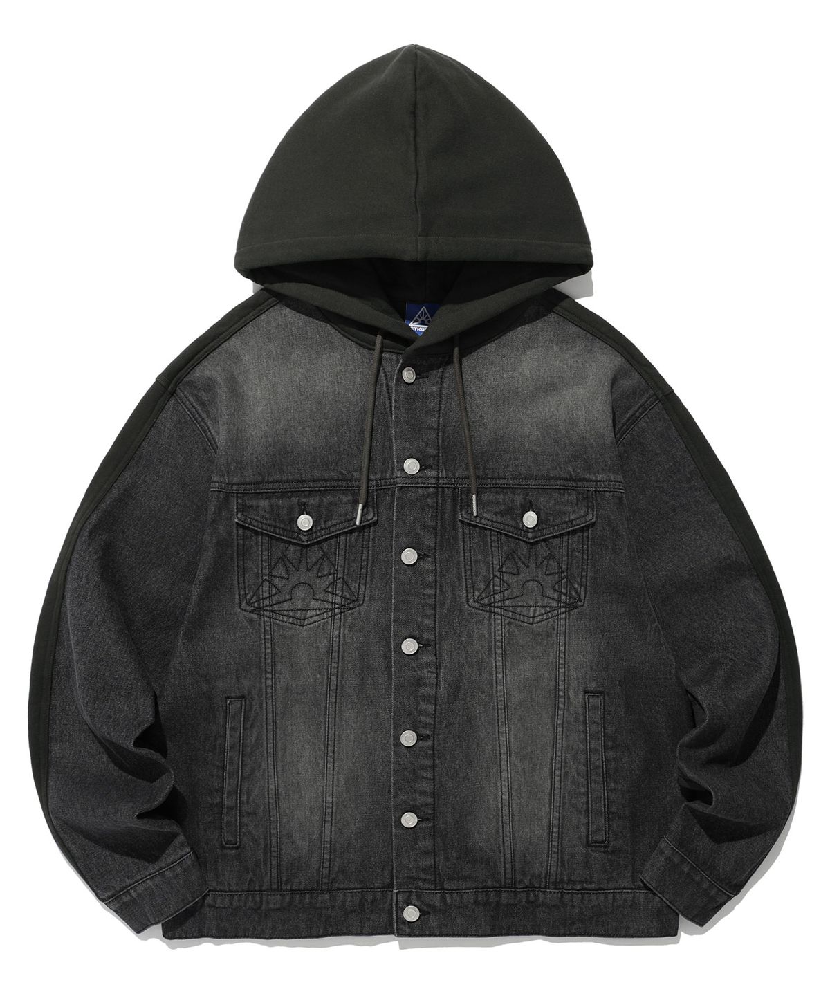 이스트쿤스트(ISTKUNST) DENIM MIX SWEAT HOODED JACKET_BLACK(IK2ESMD110A)