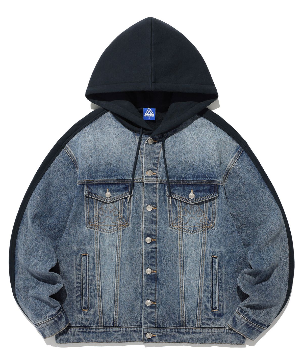 이스트쿤스트(ISTKUNST) DENIM MIX SWEAT HOODED JACKET_BLUE(IK2ESMD110A)