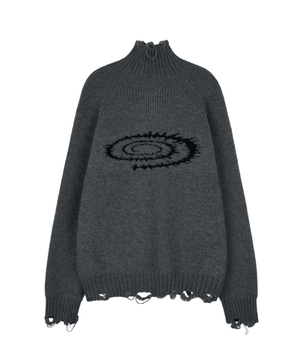 아이돈워너셀(IDWS) Swift Symbol High Neck Knit Zip Up Gray