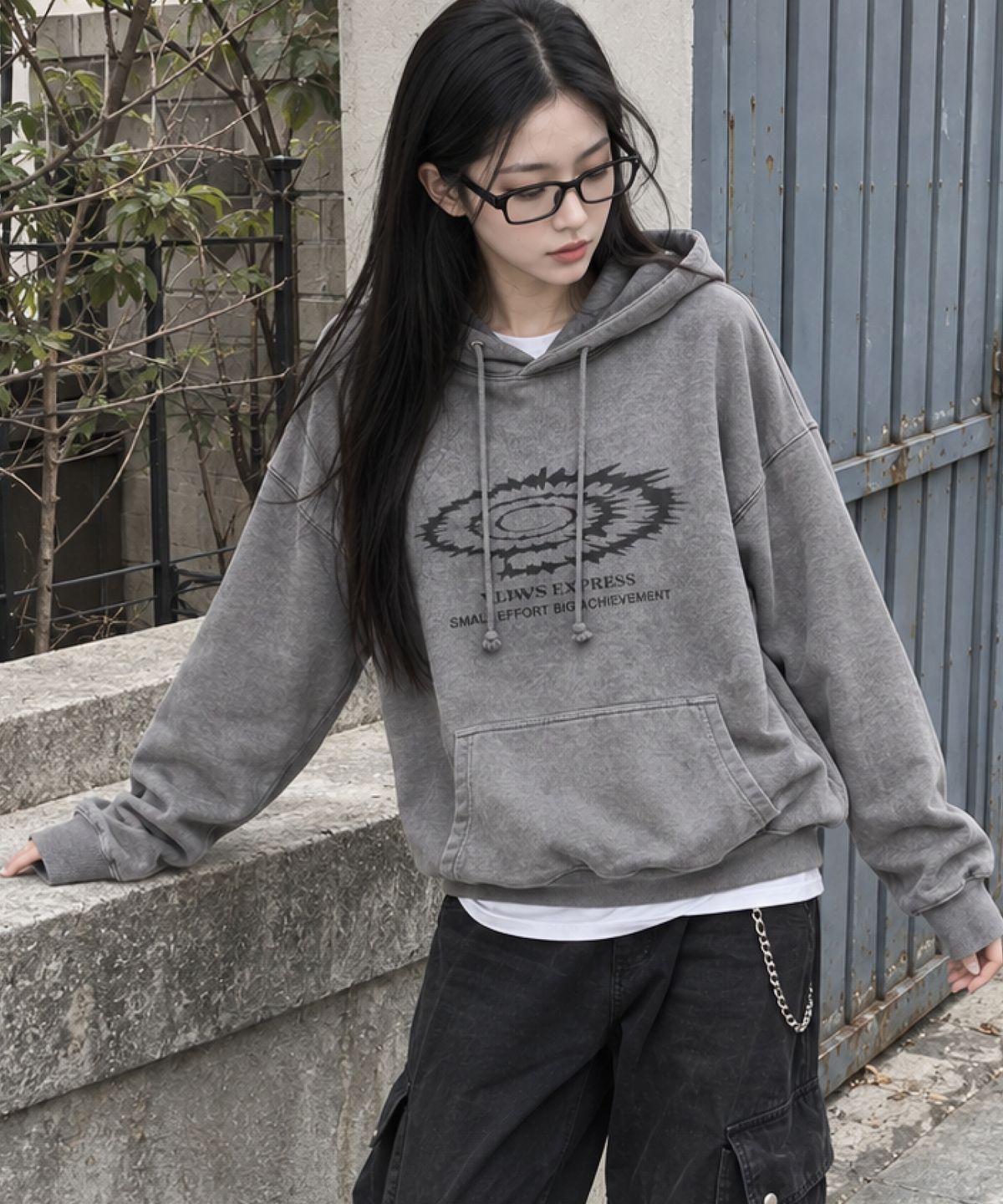 아이돈워너셀(IDWS) Swift Symbol Dying Hoodie Gray