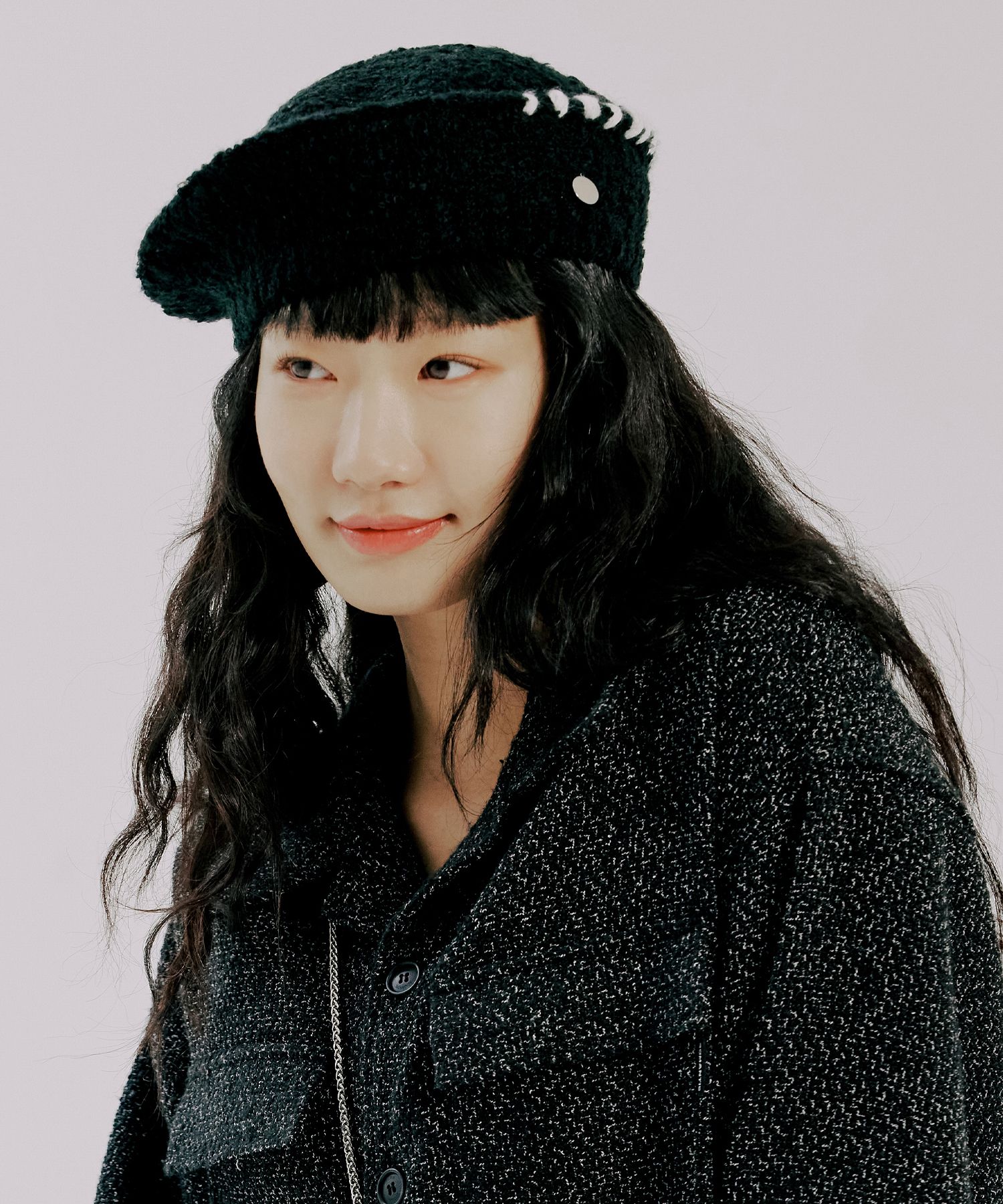 ROMANTIC CROWN★男女兼用 BOUCLE STITCH BERET_2色♪ MUSINSA | ROMANTIC CROWN Boucle Stitch Beret_Black