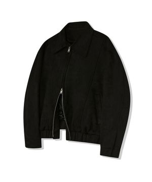 86-IRO231 커브드 스티치 블루종 스웨이드 자켓 블랙