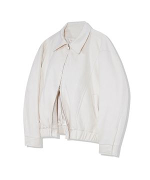 86-IRO231 커브드 스티치 블루종 스웨이드 자켓 아이보리