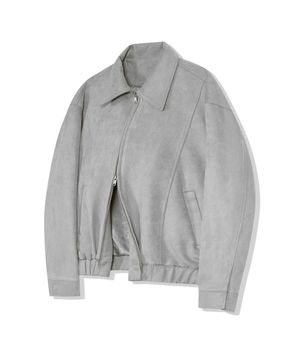 86-IRO231 커브드 스티치 블루종 스웨이드 자켓 그레이
