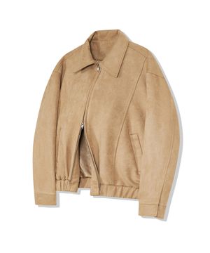 86-IRO231 커브드 스티치 블루종 스웨이드 자켓 카멜