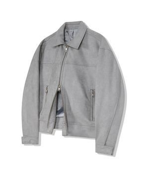 86-IRO237 바이커 칼라 스웨이드 자켓 그레이