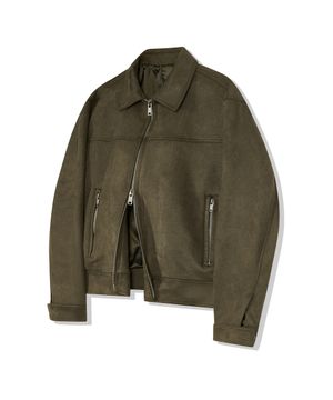 86-IRO237 바이커 칼라 스웨이드 자켓 카키