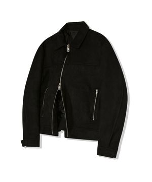 86-IRO237 바이커 칼라 스웨이드 자켓 블랙