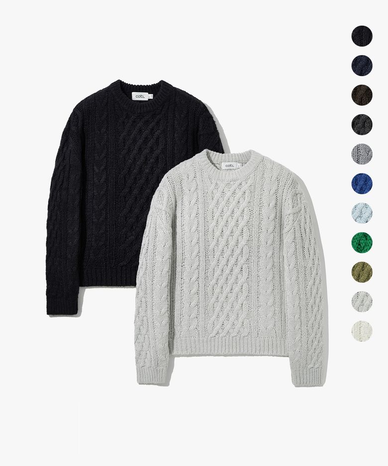 [2PACK] 라운드 피셔맨 세미 크롭 니트 11 COLOR COOSKT050SET