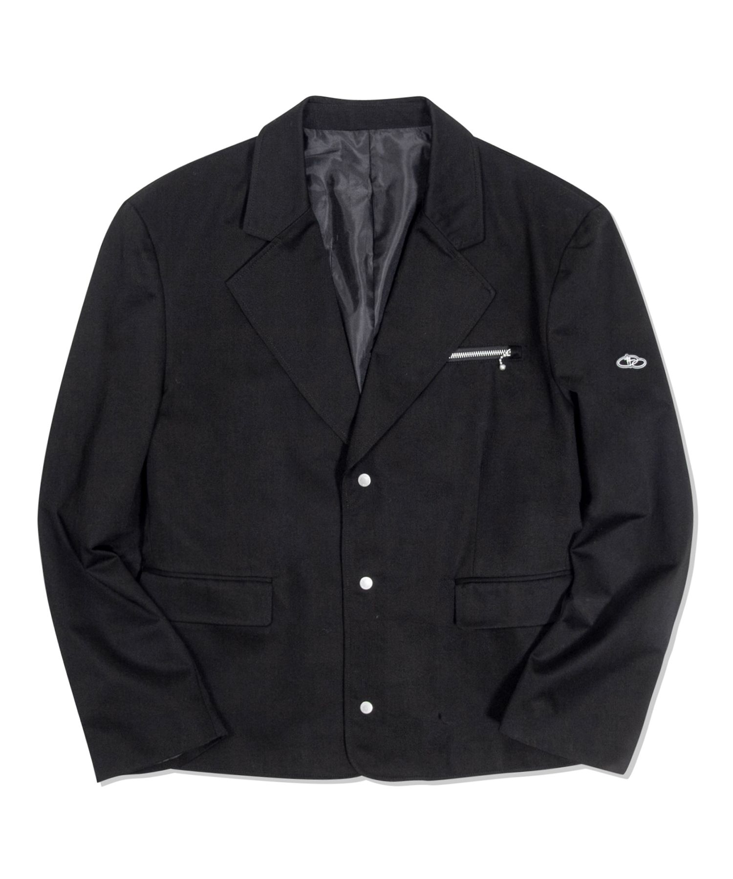 ●ROMANTIC CROWN● WIDE SNAP BLAZER (2色) unisex MUSINSA | ROMANTIC CROWN Wide snap blazer_black