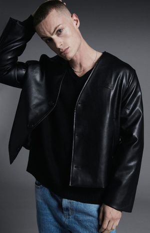 카라리스 가디건 레더 자켓_블랙