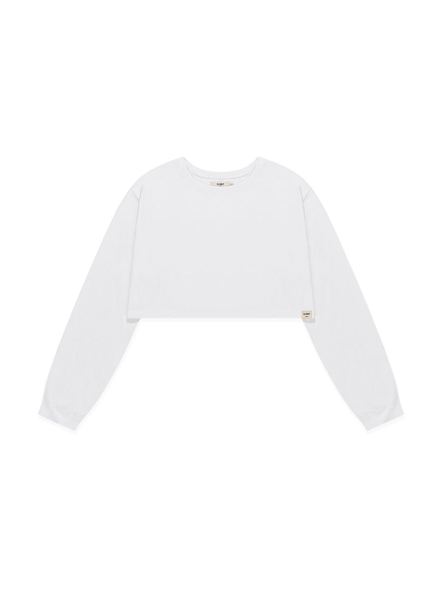 MUSINSA | GLOWNY G CLASSIC SOFT CROP LONG SLEEVE (WHITE)
