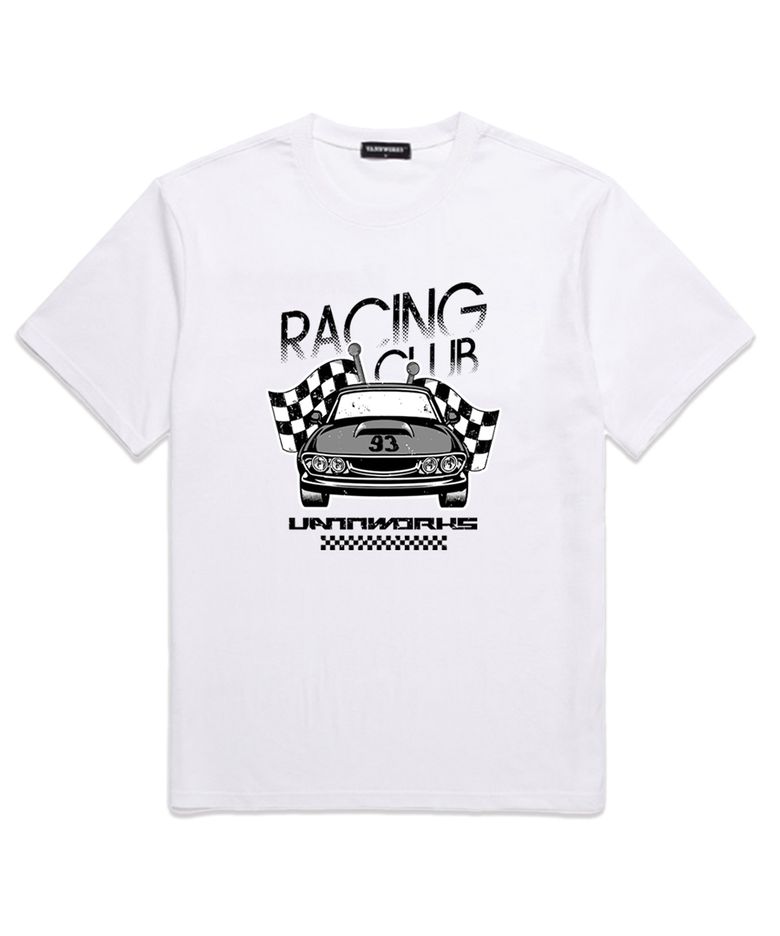 RACING CLUB 오버핏 반팔 티셔츠 (VS0071) 화이트