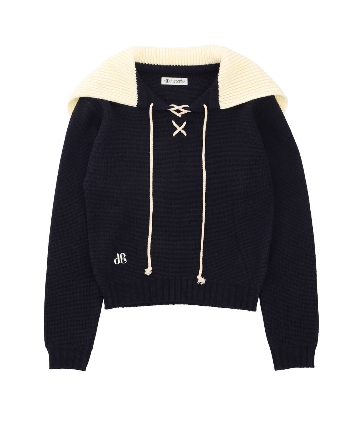 델리센트(DELICCENT) 크로스 체인 카라 풀오버 [NAVY]