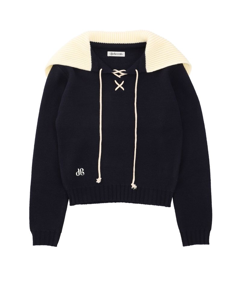 크로스 체인 카라 풀오버 [NAVY]