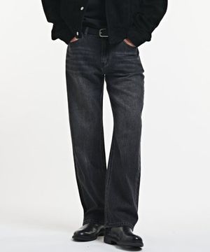 [스트레이트] 데님 팬츠 (워시드 블랙)