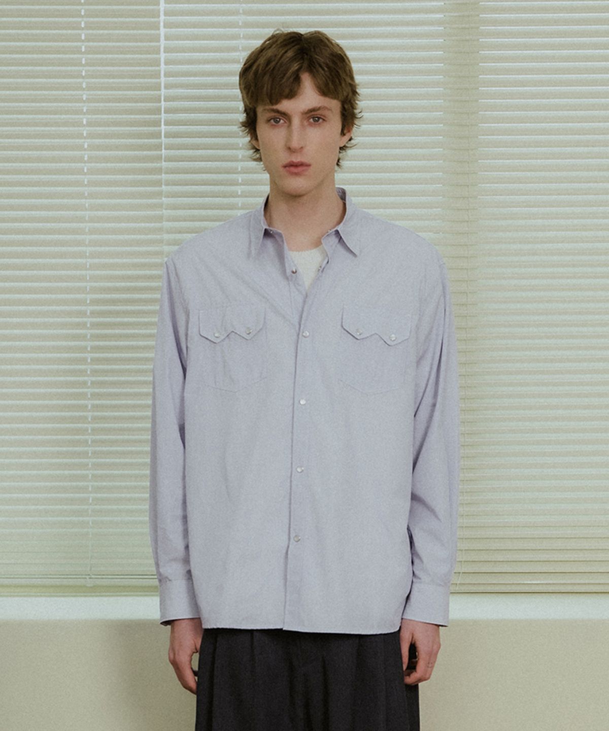 셔터(SHIRTER) REVERSE SEAM WESTERN SHIRT (SKY BLUE)