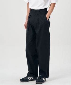 [와이드] 투 턱 사이드 밴딩 벌룬 팬츠 (블랙)