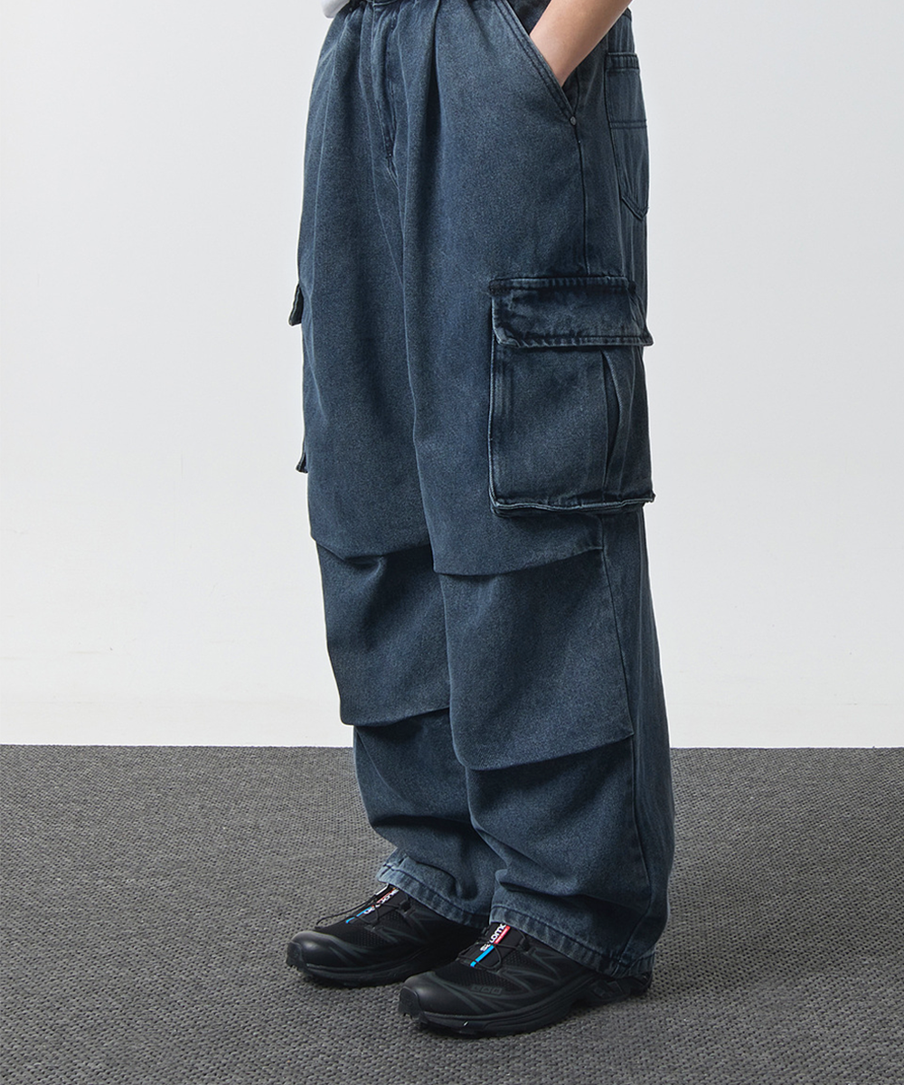 DIMITRI BLACK★ONE-TUCK PARASUIT CARGO DENIM PANTS ★3色 DIMITRI BLACK) ONE-TUCK PARASUIT CARGO DENIM PANTS | 3