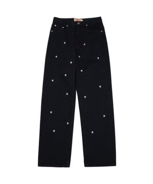 STRAGHT STAR DENIM PANTS black