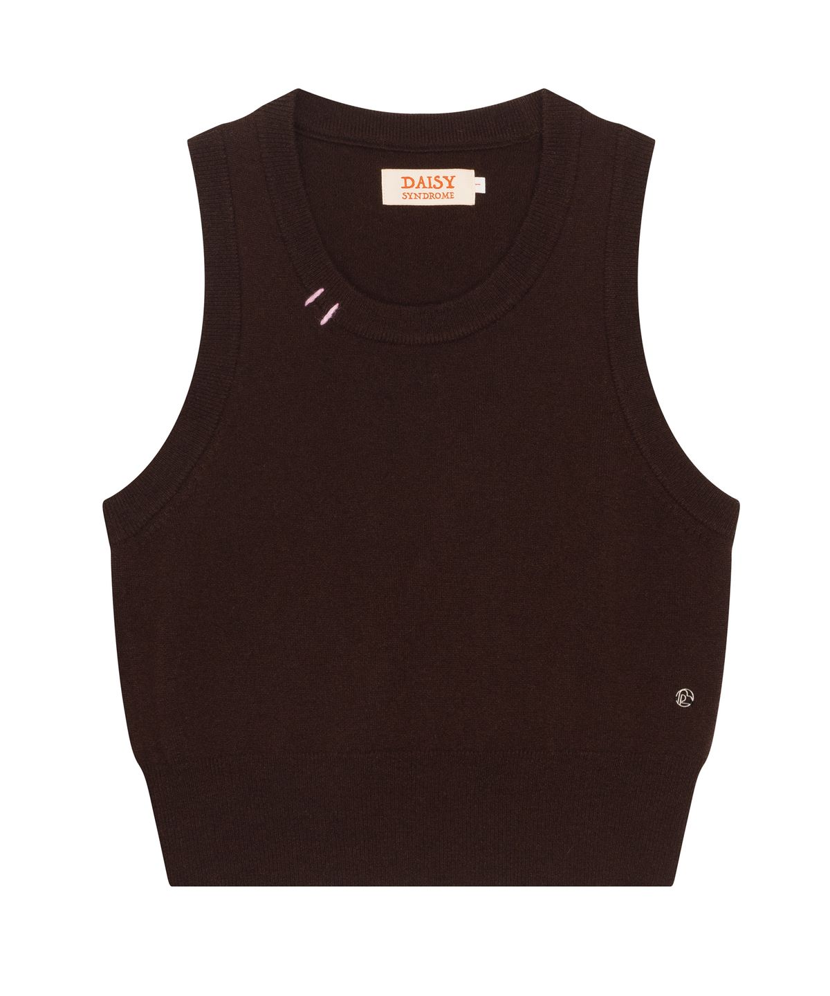 데이지신드롬(DAISY SYNDROME) DAISY NEEDLE POINT KNIT VEST brown