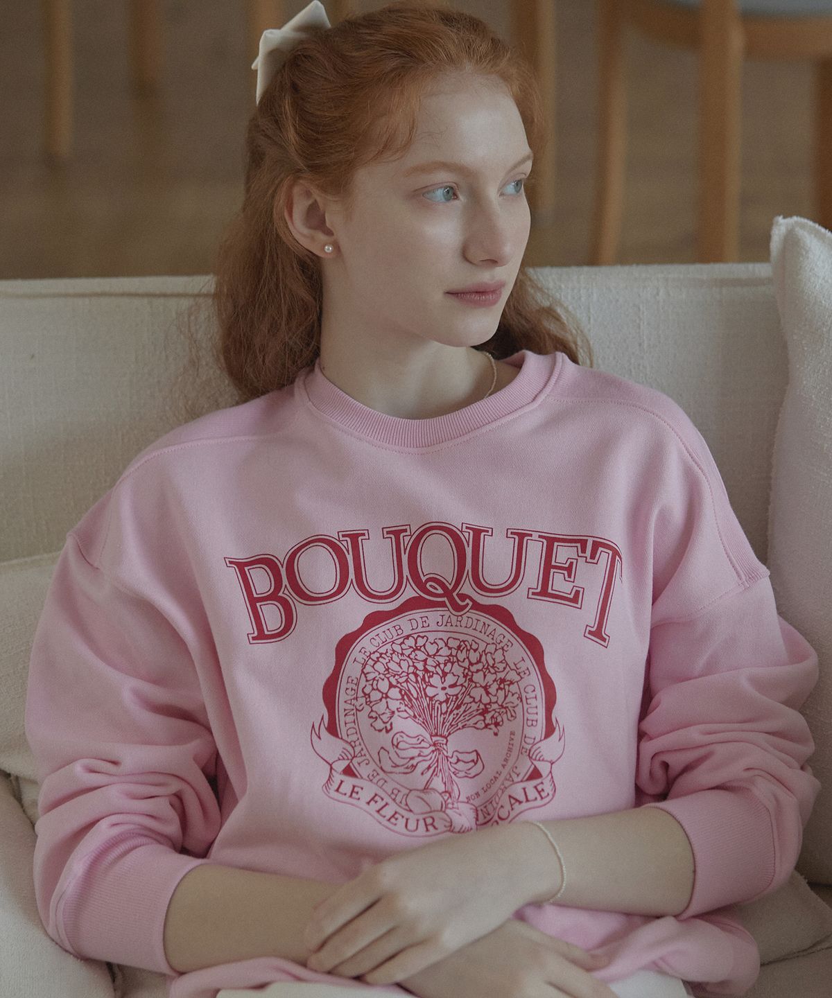 논로컬(NONLOCAL) Bouquet Flower Sweatshirt - Pink