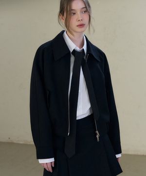 울 레글런 크롭 블루종 [BLACK]