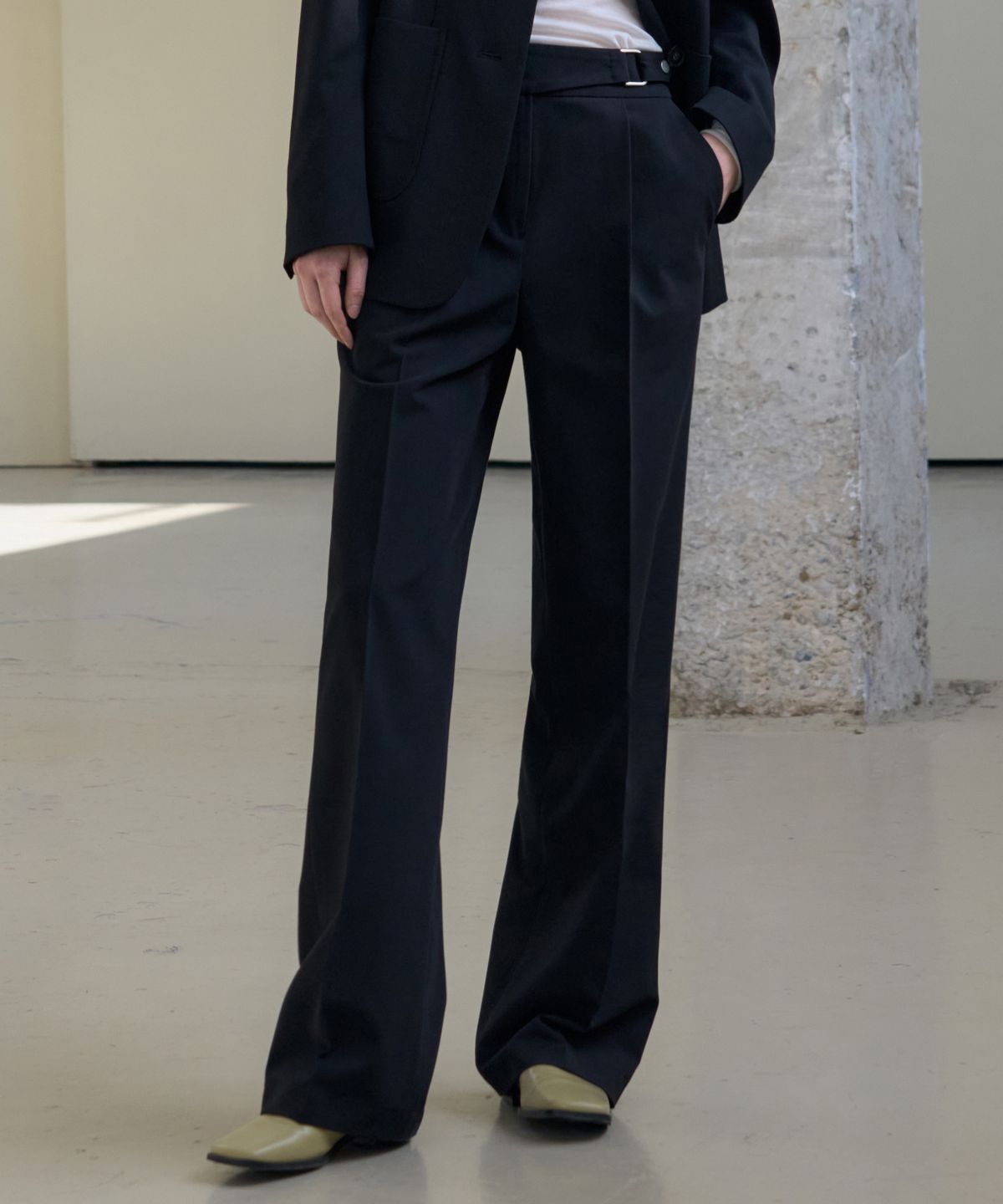 드로우핏 우먼(DRAWFIT WOMEN) 울 와이드 구르카 슬랙스 [BLACK]